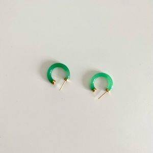 Real jade hoop earrings, small